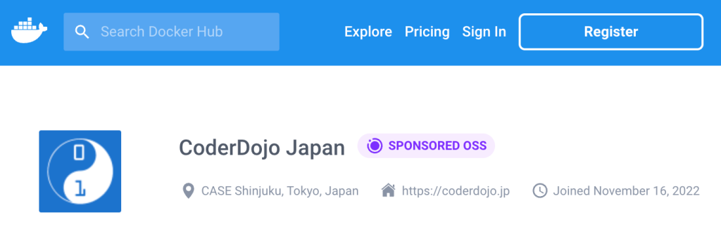 CoderDojo Japan account with Sponsored OSS badge